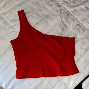 🌹Red one shoulder cropped tank top🌹